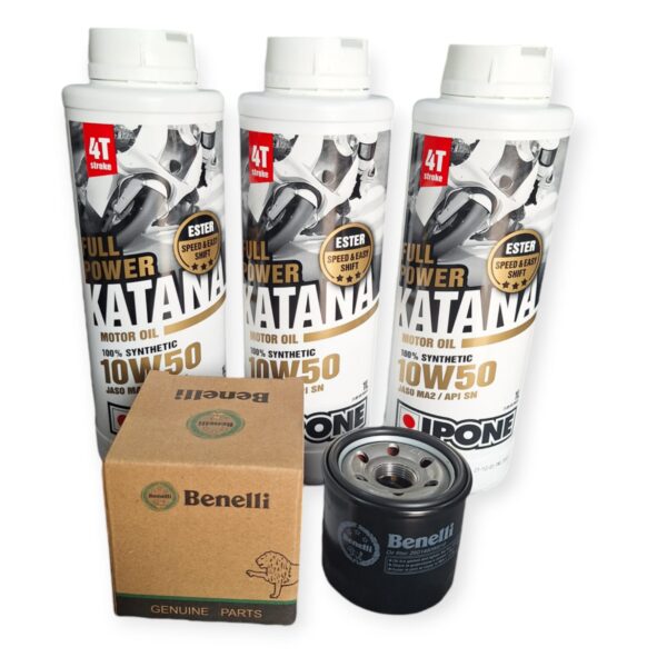 Promo 3 aceites Full Power Katana sintetico 10w50 Ipone +filtro de aceite Benelli